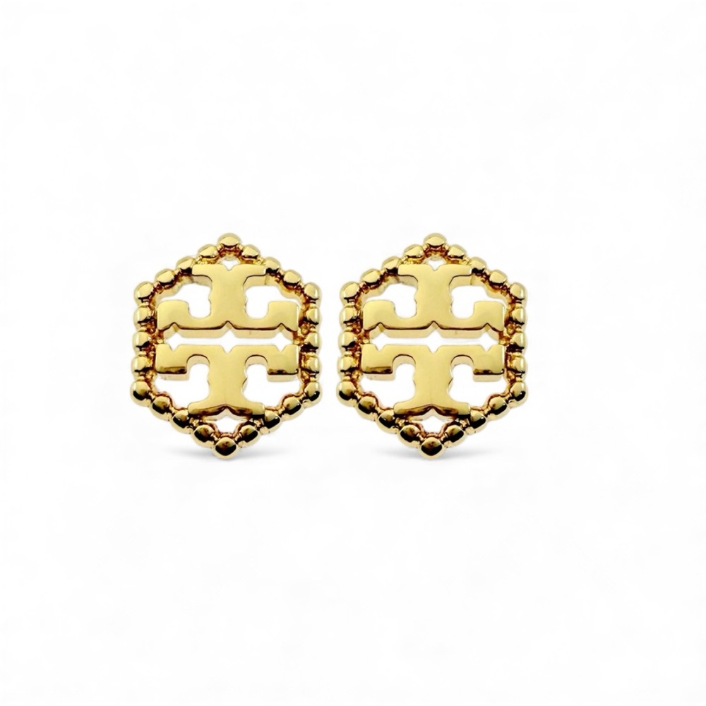 Tory Burch MILGRAIN HEX STUD EARRINGS IN GOLD